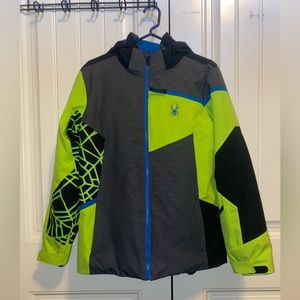 Spyder Kids Puffer Jacket - Lime Green, Black, Charcoal